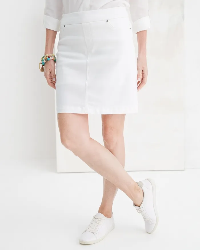 Chico039s Pullon Denim Skort Alabaster Women Jeans and Denim