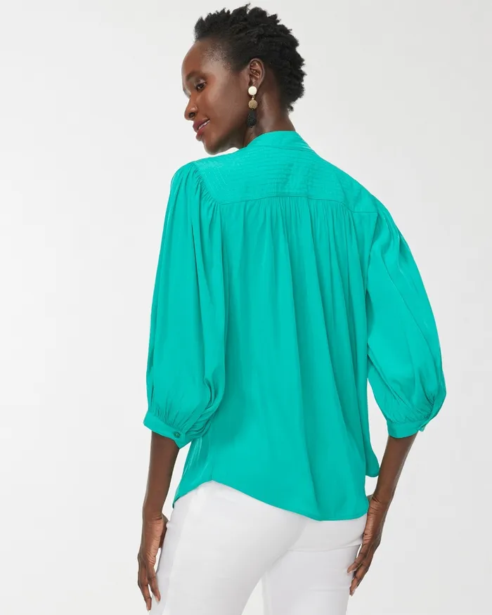 Chico039s Shirred Blouse Flame Scarlet Women Tops