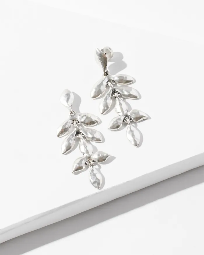 Chico039s Silver Tone Leaf Earrings Silver Women Earrings