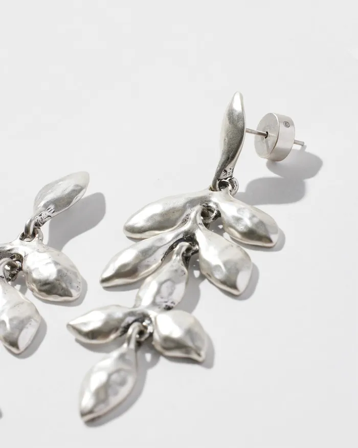 Chico039s Silver Tone Leaf Earrings Silver Women Earrings