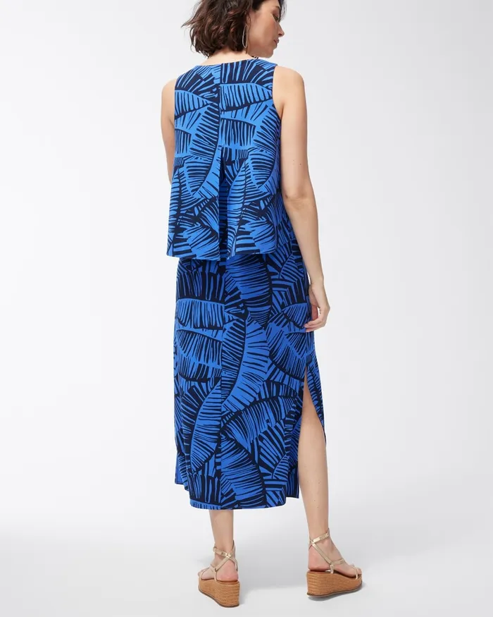 Chico039s Sleeveless Popover Maxi Dress Amparo Blue Women Dresses and Skirts