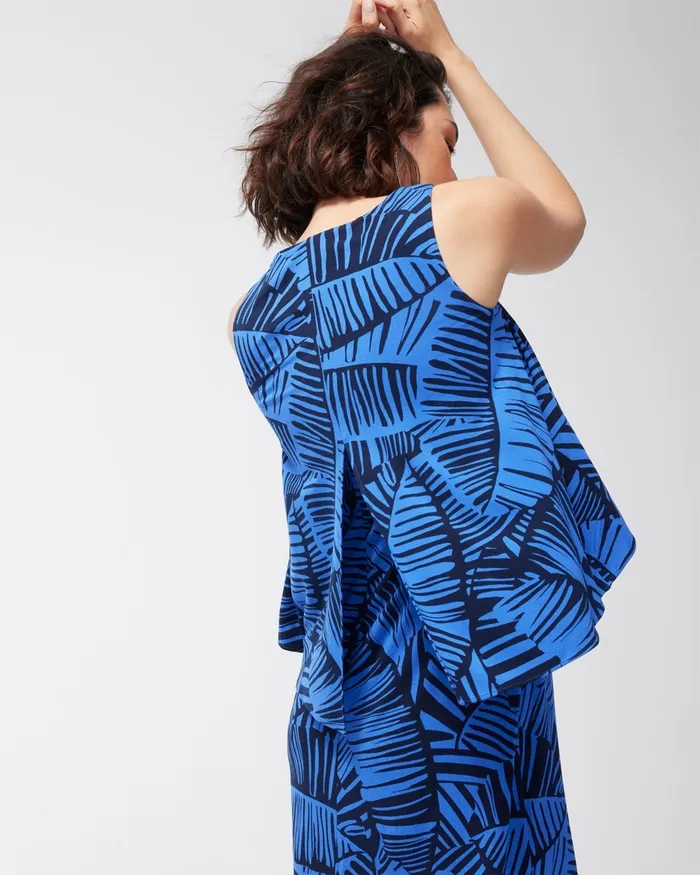 Chico039s Sleeveless Popover Maxi Dress Amparo Blue Women Dresses and Skirts