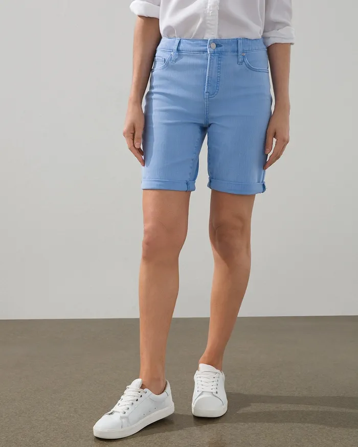Chico039s So Slimming Girlfriend Shorts Wisteria Blue Women Jeans and Denim