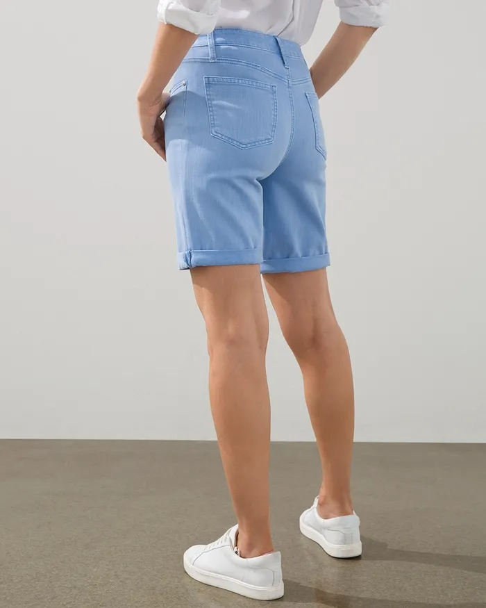 Chico039s So Slimming Girlfriend Shorts Wisteria Blue Women Jeans and Denim