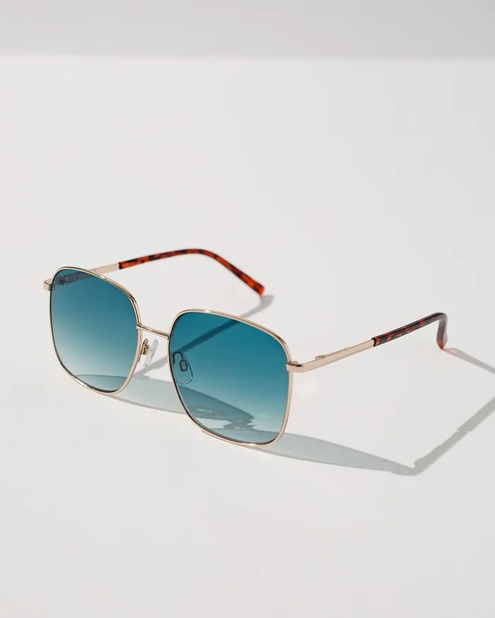 Chico039s Square Aviator Sunglasses Tort Women Eyewear