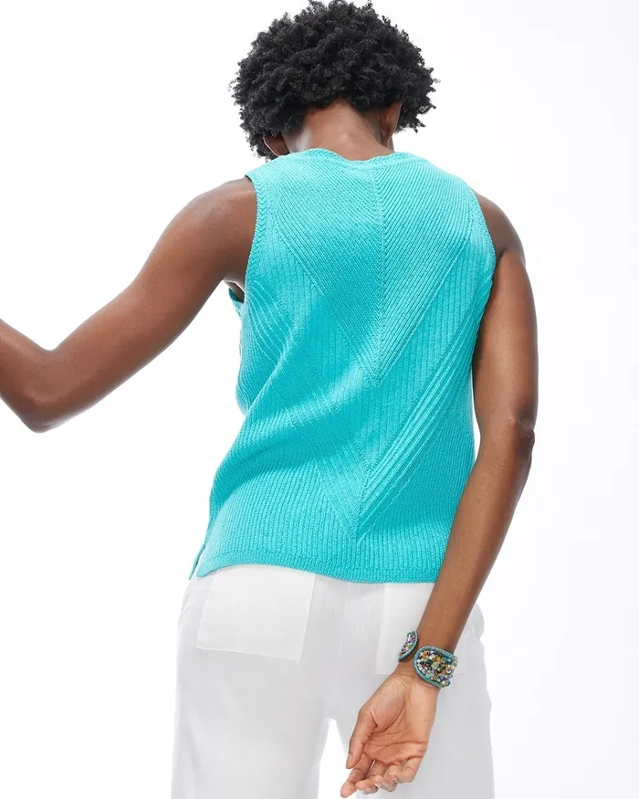 Chico039s Stitch Detail Tank Alabaster Women Tees