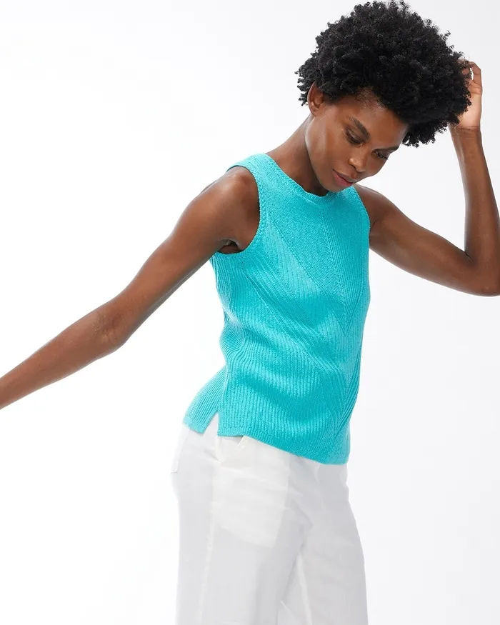 Chico039s Stitch Detail Tank Alabaster Women Tees