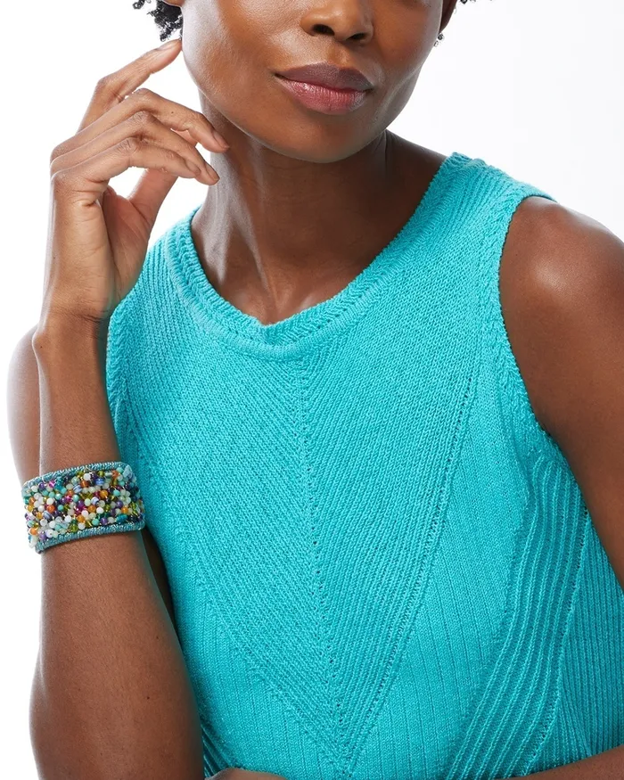 Chico039s Stitch Detail Tank Alabaster Women Tees