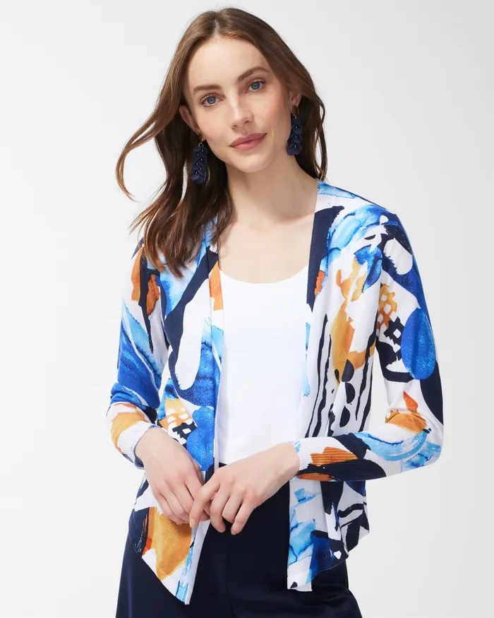Chico039s Summer Romance Abstract Topper Ecru Women Sweaters