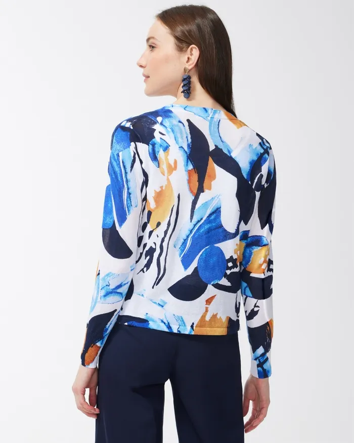 Chico039s Summer Romance Abstract Topper Ecru Women Sweaters