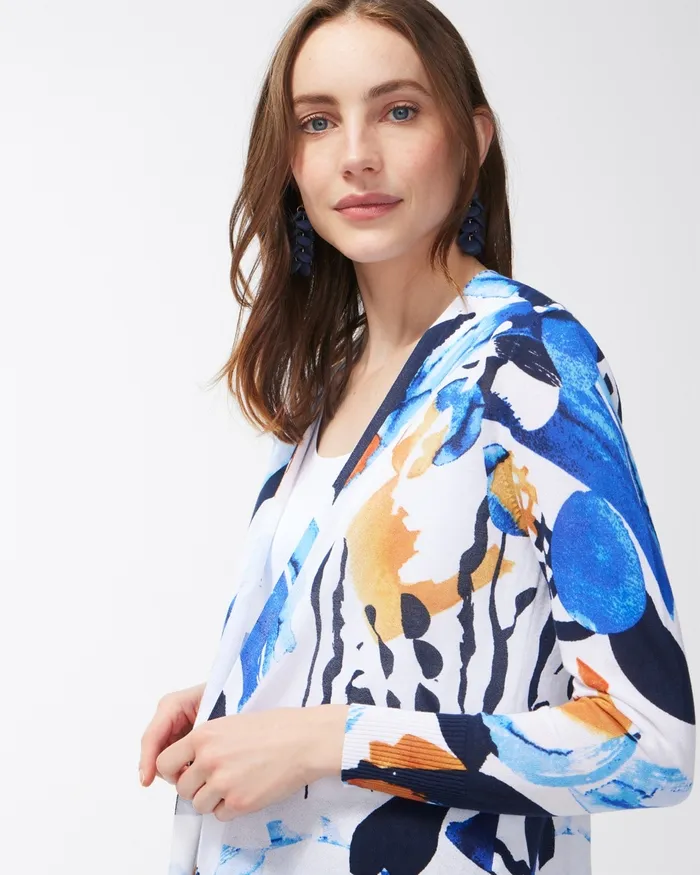 Chico039s Summer Romance Abstract Topper Ecru Women Sweaters