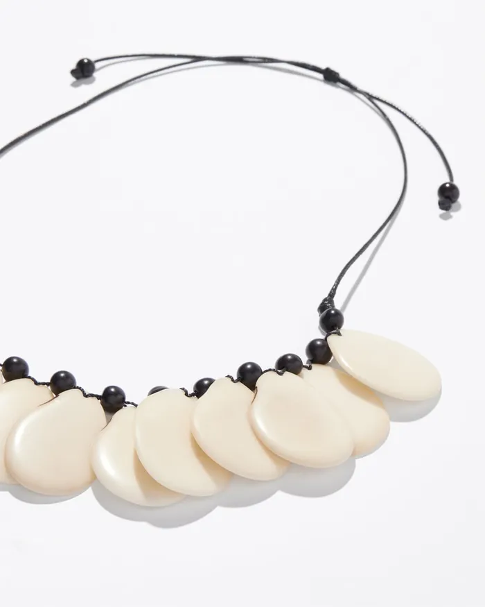 Chico039s Tagua Adjustable Bib Necklace Neutral Women Necklaces