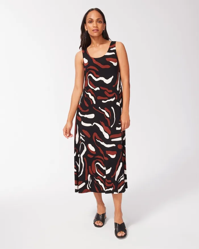 Chico039s Travelers Abstract Print Tank Dress Travelers Black Women Dresses and Skirts