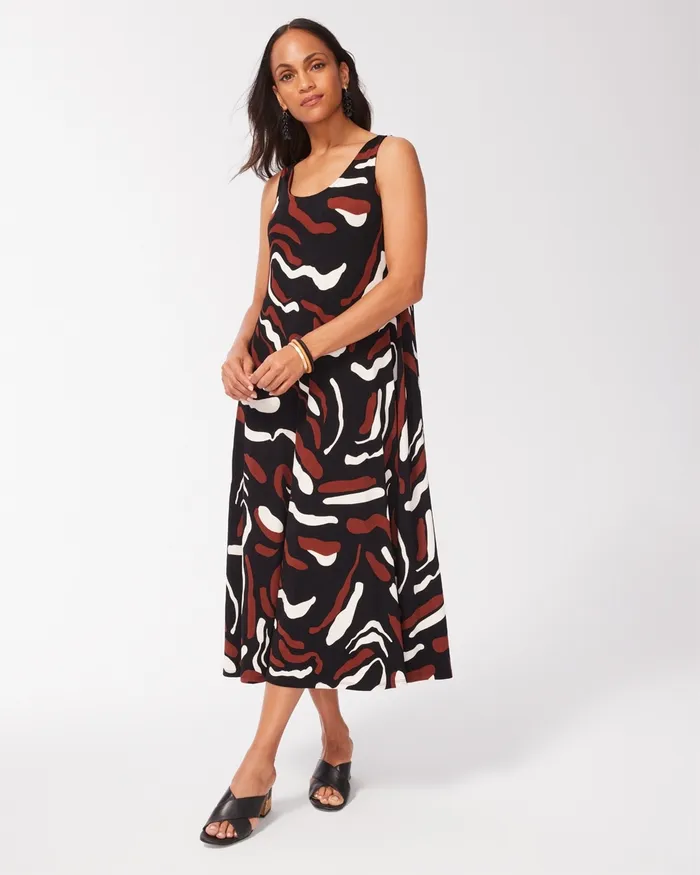 Chico039s Travelers Abstract Print Tank Dress Travelers Black Women Dresses and Skirts
