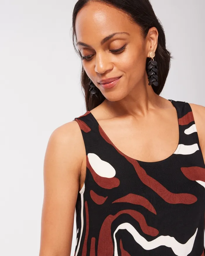 Chico039s Travelers Abstract Print Tank Dress Travelers Black Women Dresses and Skirts
