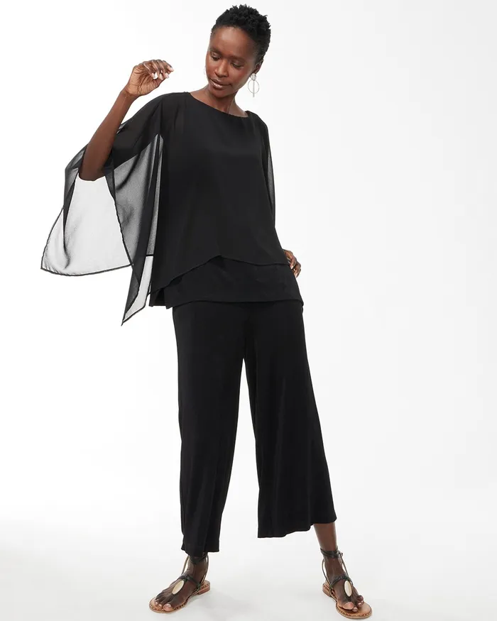 Chico039s Travelers Chiffon Layered Top Travelers Black Women Tops