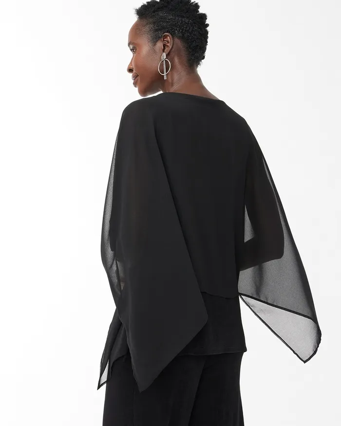 Chico039s Travelers Chiffon Layered Top Travelers Black Women Tops