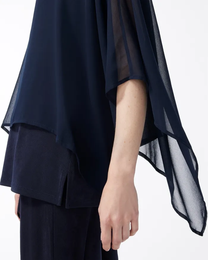 Chico039s Travelers Chiffon Layered Top Travelers Black Women Tops