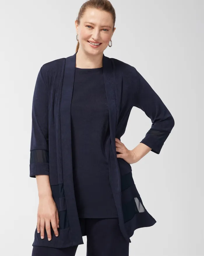 Chico039s Travelers Mesh Inset Jacket Travelers India Ink Women Matching Sets