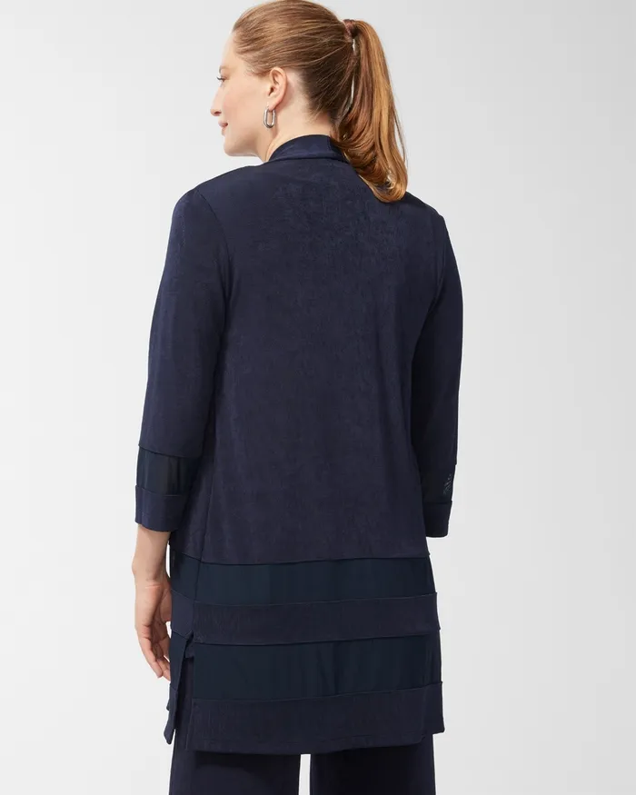 Chico039s Travelers Mesh Inset Jacket Travelers India Ink Women Matching Sets
