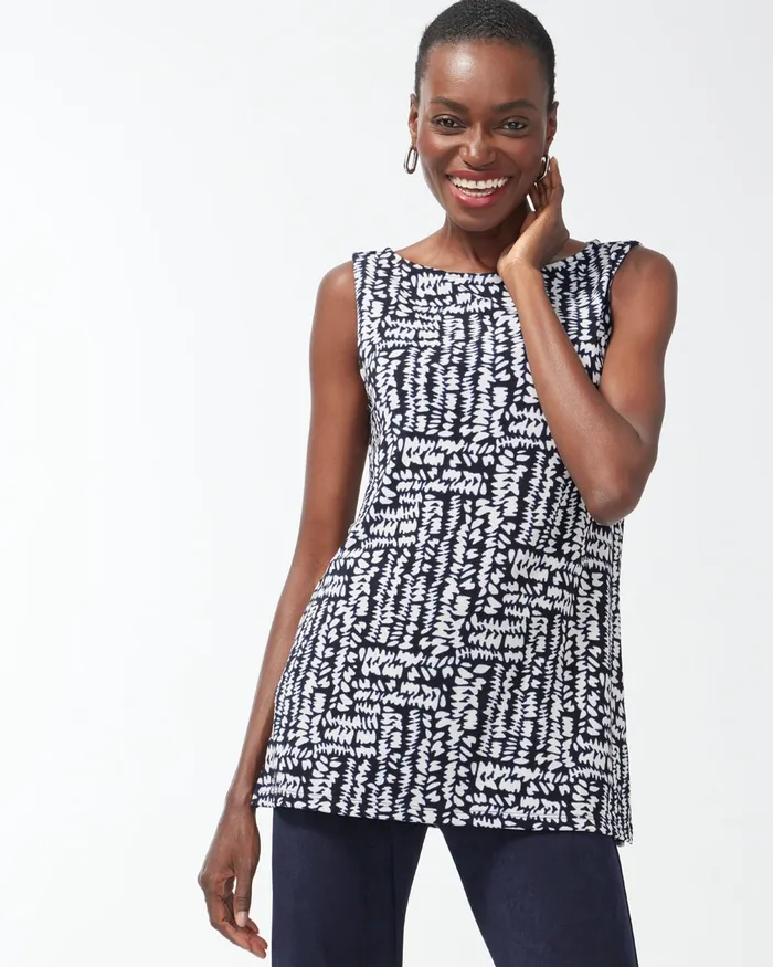 Chico039s Travelers Pebble Print Tank River Rock Women Tees