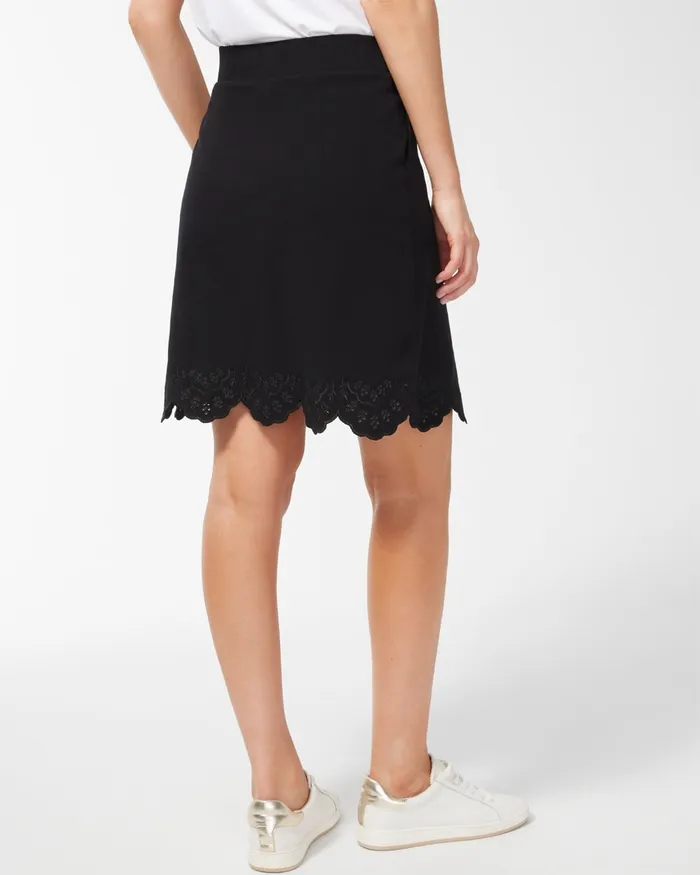 Chico039s Zenergy Embroidered Hem Skort Black Women Dresses and Skirts