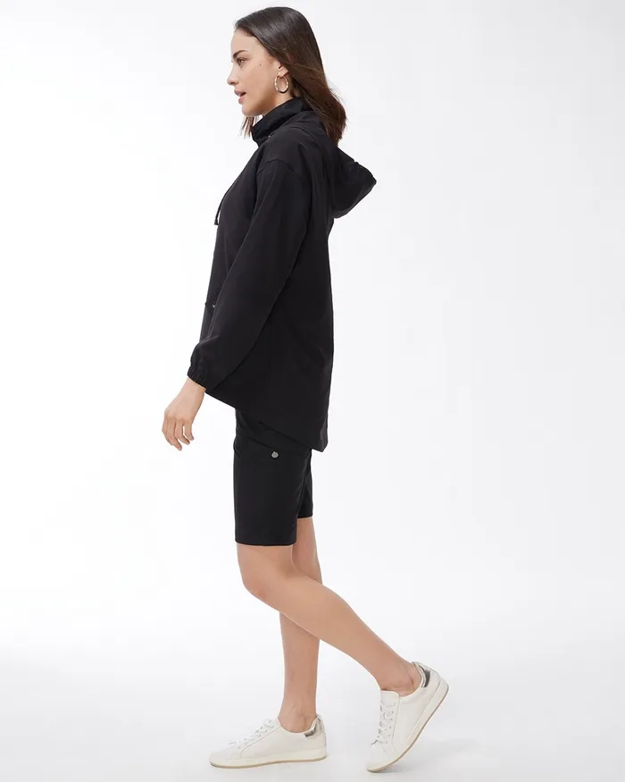 Chico039s Zenergy HighLow UPF Hooded Jacket Classic Navy Women Jackets and Coats
