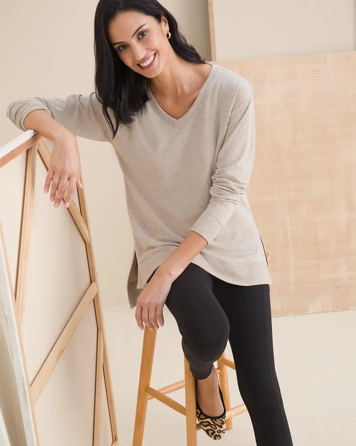 Chico039s Zenergy Relaxed Fit VNeck Tunic Black Women Tops