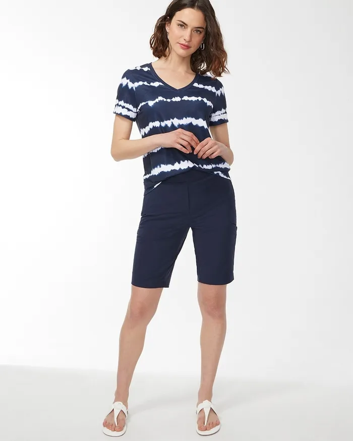 Chico039s Zenergy Tie Dye VNeck Tee Amparo Blue Women Tops