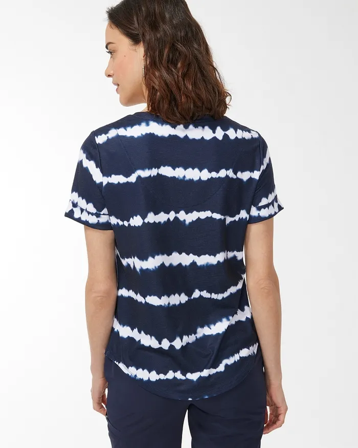 Chico039s Zenergy Tie Dye VNeck Tee Amparo Blue Women Tops