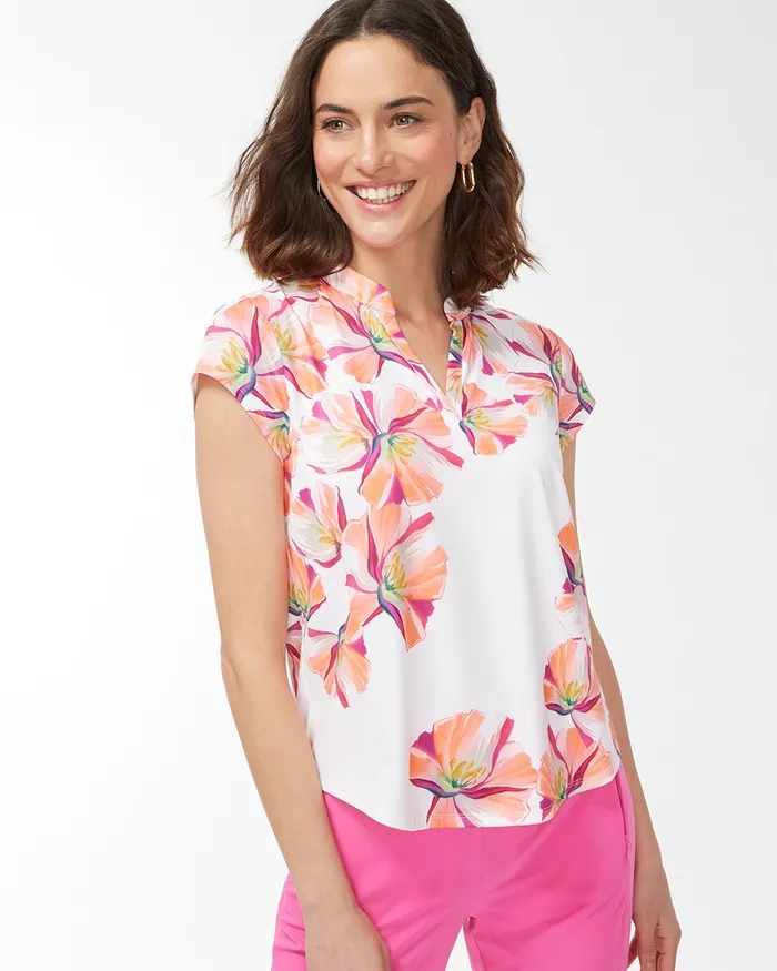 Chico039s Zenergy UPF Mock Neck Top Bahamian Pink Women Tops