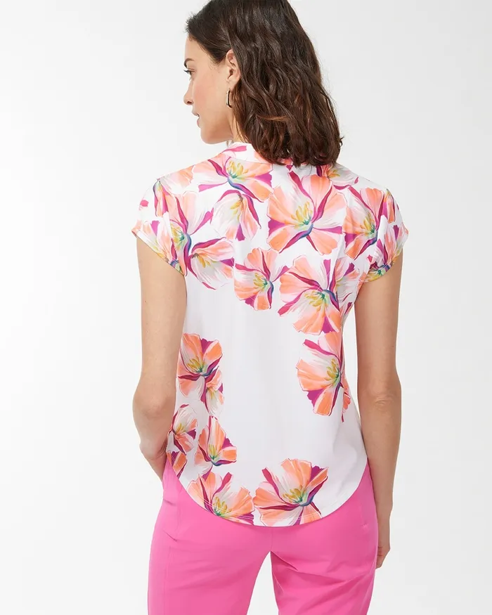 Chico039s Zenergy UPF Mock Neck Top Bahamian Pink Women Tops