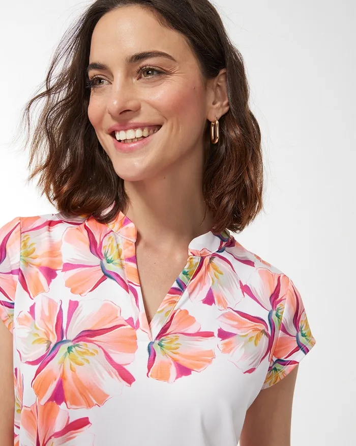 Chico039s Zenergy UPF Mock Neck Top Bahamian Pink Women Tops