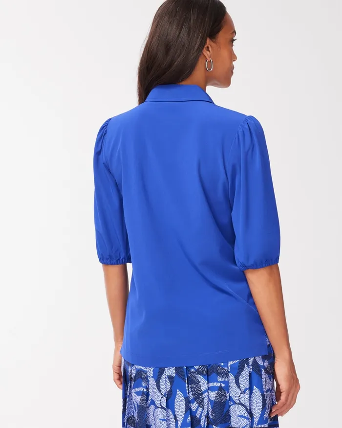 Chico039s Zenergy UPF Neema Elbow Sleeve Polo Classic Navy Women Tops