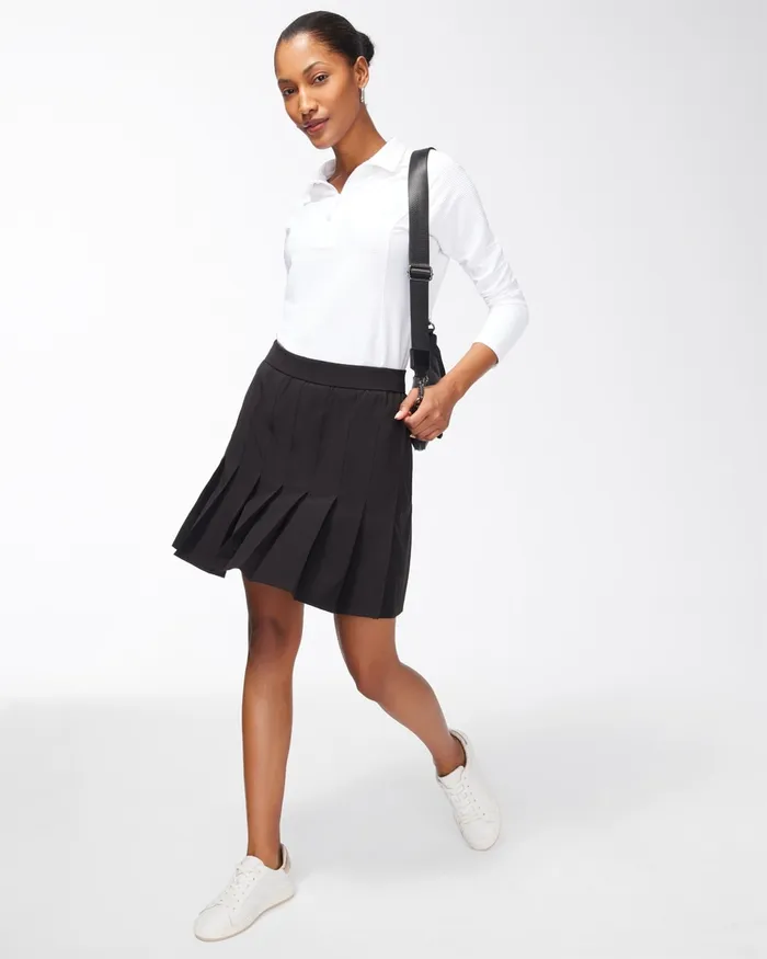 Chico039s Zenergy UPF Neema Pleated Skort Black Women Shorts