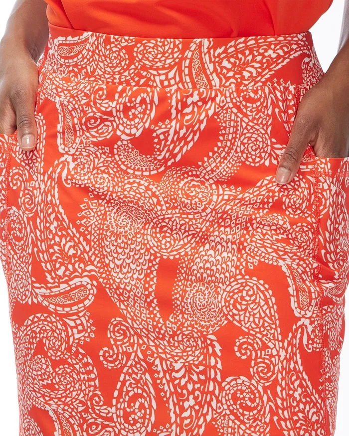 Chico039s Zenergy UPF Paisley Side Pocket Skort Red Lacquer Women Activewear