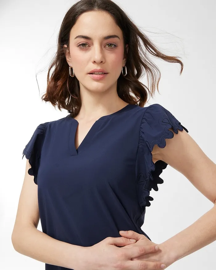 Chico039s Zenergy UPF Scallop Sleeve Dress Bahamian Pink Women Dresses and Skirts