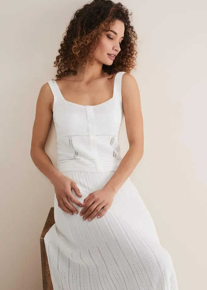 Clara Knit CoOrd Vest White Women Phase Eight Knitwear