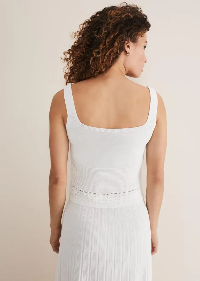 Clara Knit CoOrd Vest White Women Phase Eight Knitwear