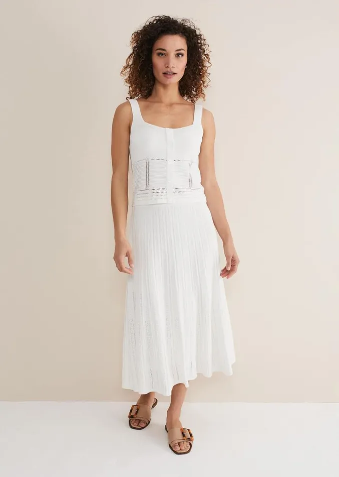 Clara Knit CoOrd Vest White Women Phase Eight Knitwear