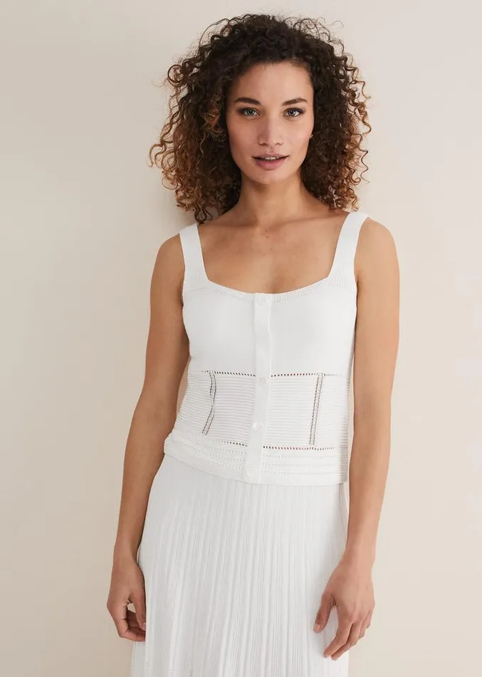 Clara Knit CoOrd Vest White Women Phase Eight Knitwear