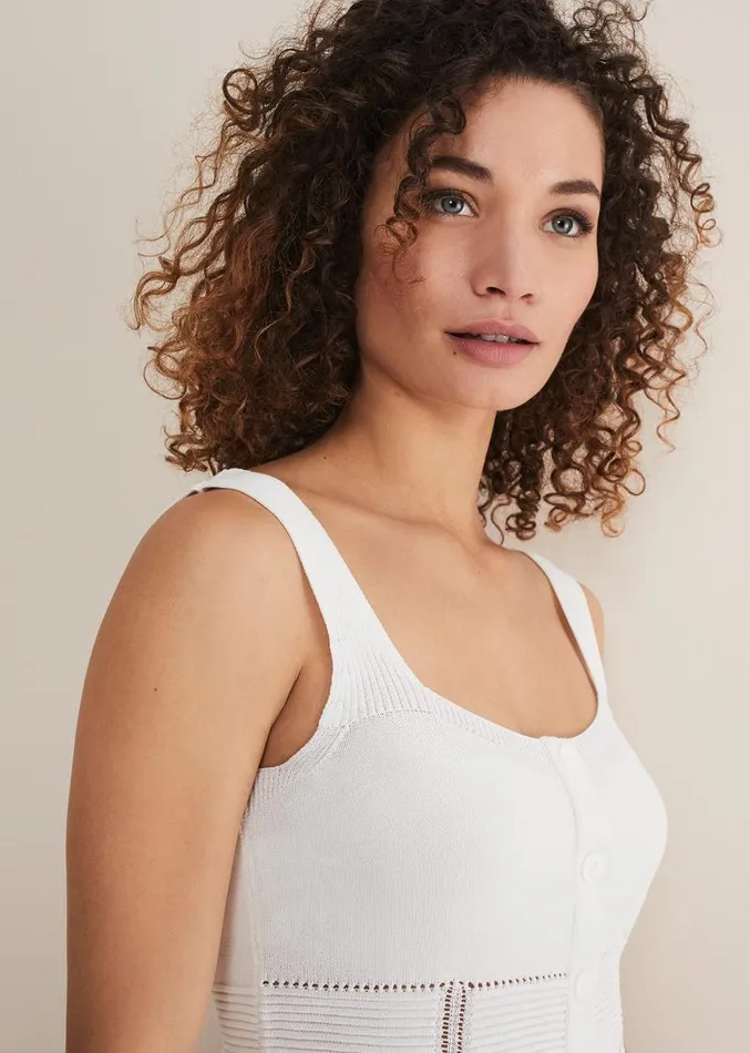 Clara Knit CoOrd Vest White Women Phase Eight Knitwear