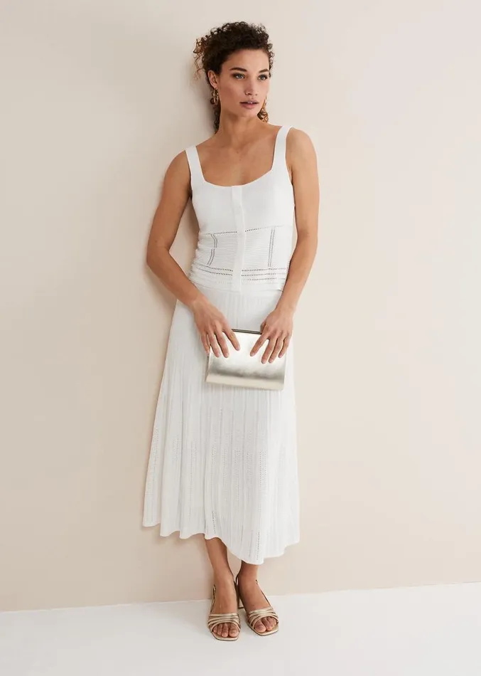 Clara Knit CoOrd Vest White Women Phase Eight Knitwear