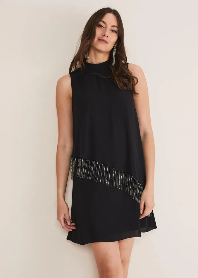Clarice Diamonte Shift Dress Black Women Phase Eight Dresses