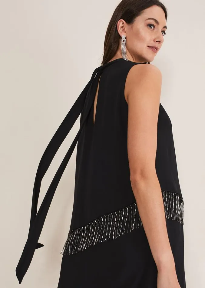 Clarice Diamonte Shift Dress Black Women Phase Eight Dresses