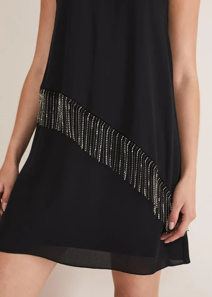 Clarice Diamonte Shift Dress Black Women Phase Eight Dresses
