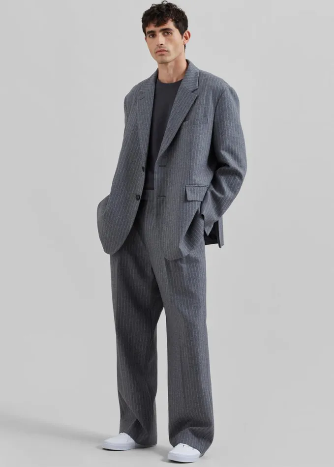 Clothing Men The Frankie Shop Beo Suit Pants 8211 GreyWhite Pinstripe