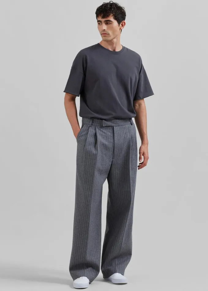 Clothing Men The Frankie Shop Beo Suit Pants 8211 GreyWhite Pinstripe