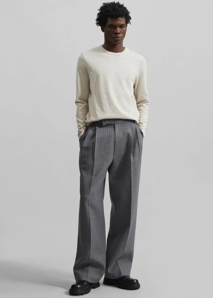 Clothing Men The Frankie Shop Beo Suit Pants 8211 GreyWhite Pinstripe