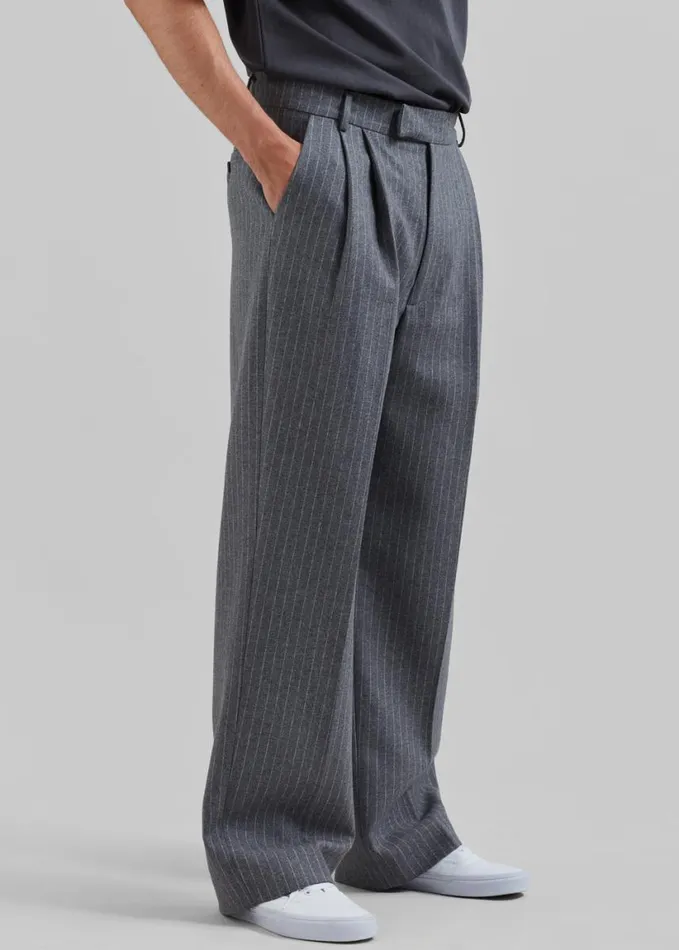 Clothing Men The Frankie Shop Beo Suit Pants 8211 GreyWhite Pinstripe